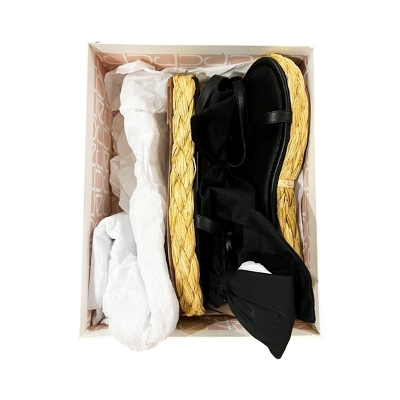 NWT ULLA JOHNSON Clara Bow Black Leather Espadrille Sandals Sz 39 - Picture 4 of 6
